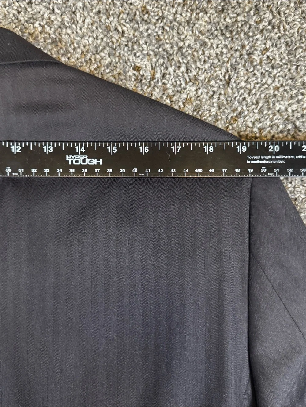 Jos A Bank Signature 2-Piece Suit 42R 36x32 Black Stripe Wool Pleated Cuffed